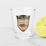 Copo De Shot Vintage de Viagem de Arizona de Cratera Meteor<br><div class="desc">Cratera Meteor num estilo de arte vetorial. É uma cratera de impacto meteorito a cerca de 37 metros a leste de Flagstaff e fragmentos do meteorito são oficialmente chamados de Meteorito Canyon Diablo,  depois do adjacente Cañon Diablo.</div>