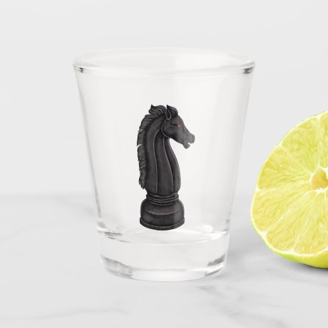 Copo De Shot Vintage - peça preta de xadrez (Frente)