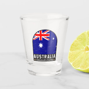 Copo De Shot Vintagem com desgaste do emblema da Austrália