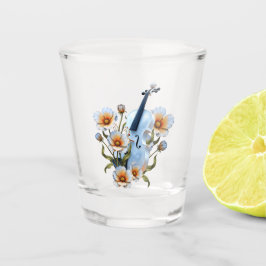 Copo De Shot Violino Branco com Flores - Música e Natureza Eleg