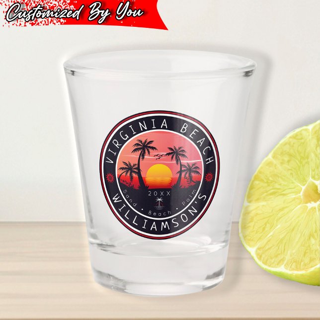 Copo De Shot Virginia Beach USA Retro Sunset Souvenirs 80s (Criador carregado)