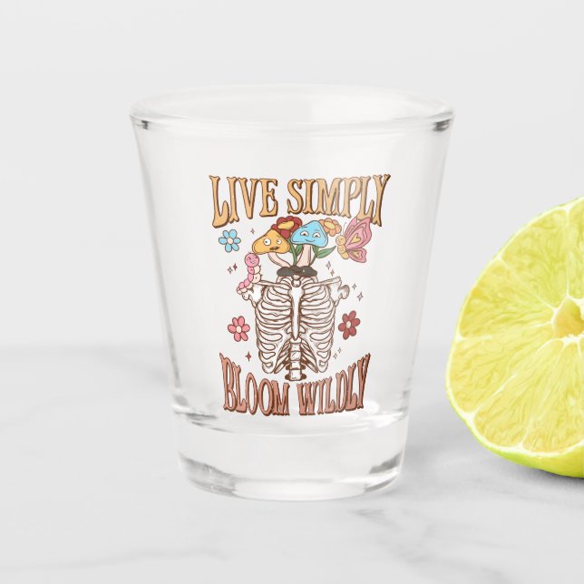 Copo De Shot Viver Simplesmente, Sangue Selvagem - Esqueleto e  (Frente)
