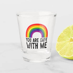 Copo De Shot Você Está Seguro Comigo Mês do Orgulho LGBTQ Arco-