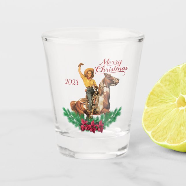 Copo De Shot Vovó No Feriado De Natal De Cavalo (Frente)