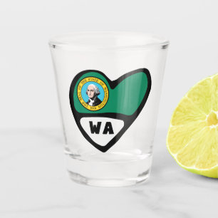 Copo De Shot Washington, Estado do WA no coração, vidro picante
