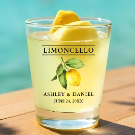 Copo De Shot Watercolor Lemon Greenery Weding Limoncello