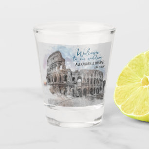 Copo De Shot Watercolor Roma, Itália - Vidro de Atiras - Artíst
