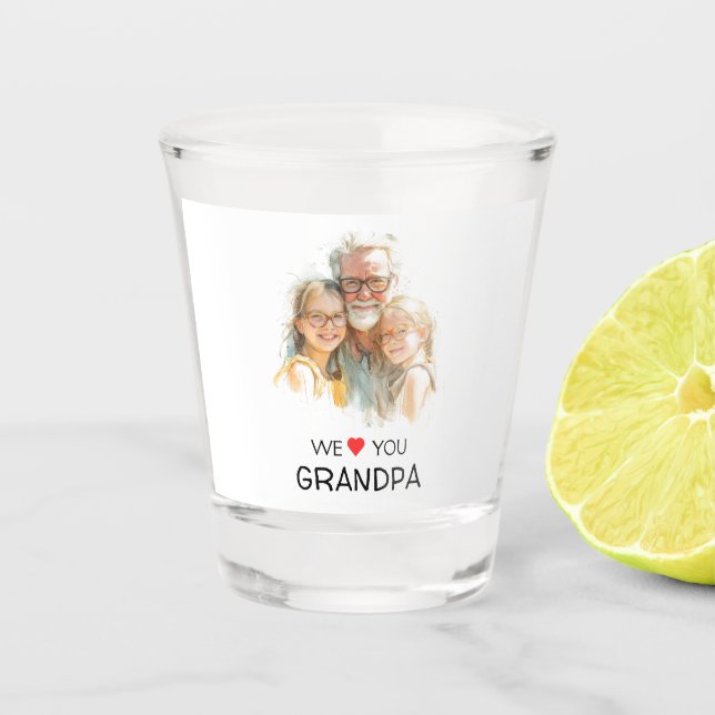 Copo De Shot We Love You Grandpa Shot Glass | Custom Photo (Frente)
