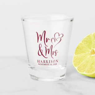 Copo De Shot Wedding Favor Sr. Sra. Burgundy