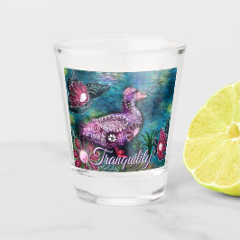Copo De Shot Whimsical Floral Duck Purple Teal Personalized