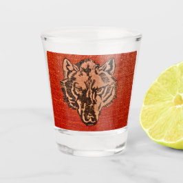 Copo De Shot Wolf Head em Red Shot Glass
