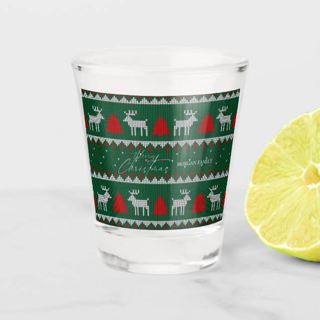 Copo De Shot Wonderland de inverno, Reindeer Pine Tree Green (Frente)