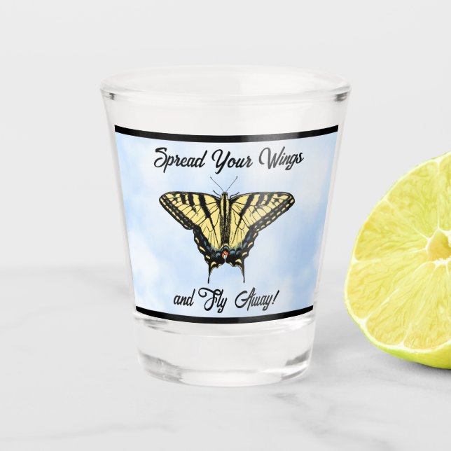 Copo De Shot Yellow Swallowtail Butterfly Blue Sky Personalized (Frente)
