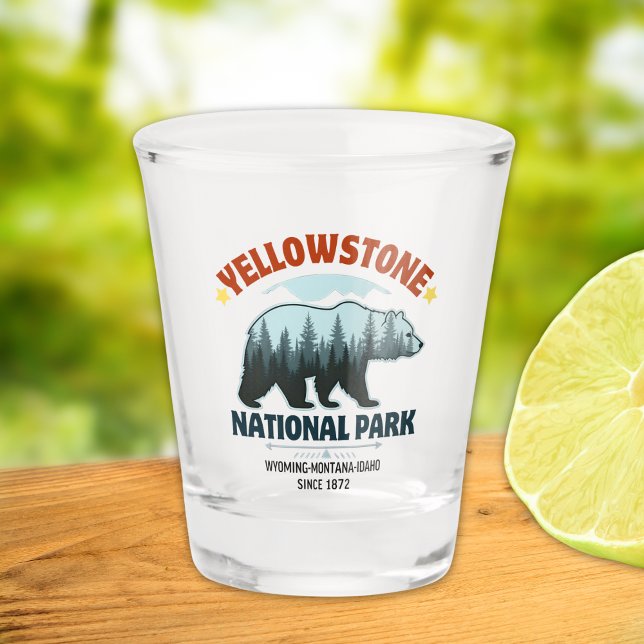 Copo De Shot Yellowstone Bear – Cheers to the Great Outdoors (Criador carregado)
