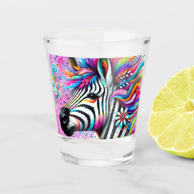 Copo De Shot Zebra Floral Rosa-Rosa-Rosa-Rosa-Cinzenta Verde-Ma (Frente)