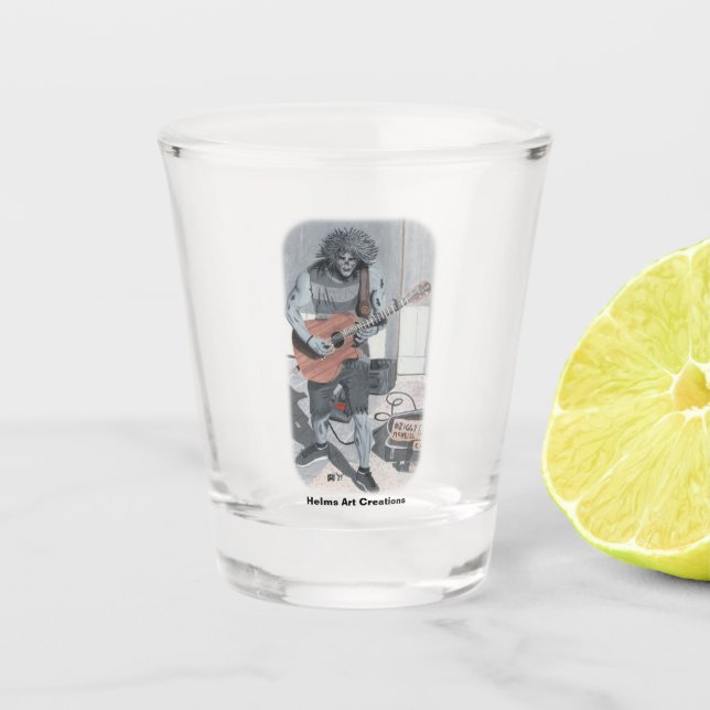 Copo De Shot Zombie Guitar Musical Fantasy Art Shot Glass (Frente)