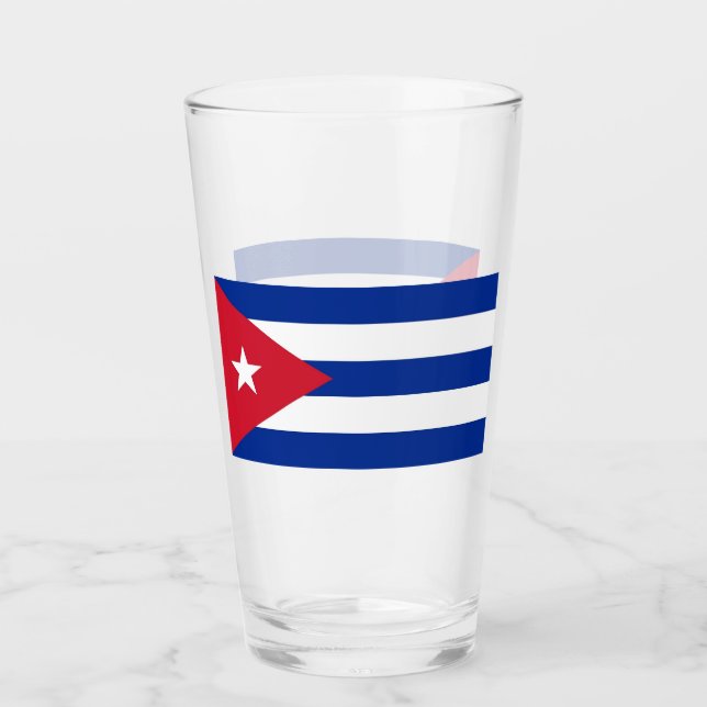 Copo de vidro Patriótico com bandeira de Cuba (Frente)
