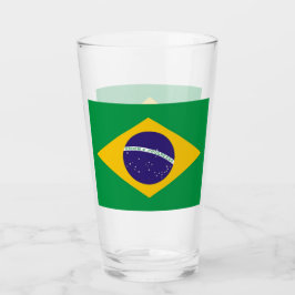 Copo de vidro Patriótico com bandeira do Brasil