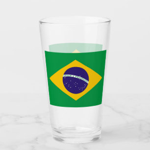 Copo de vidro Patriótico com bandeira do Brasil