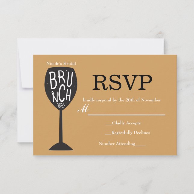Copo de Vinho BRUNCH Cartão de RSVP de QUALQUER CO (Frente)
