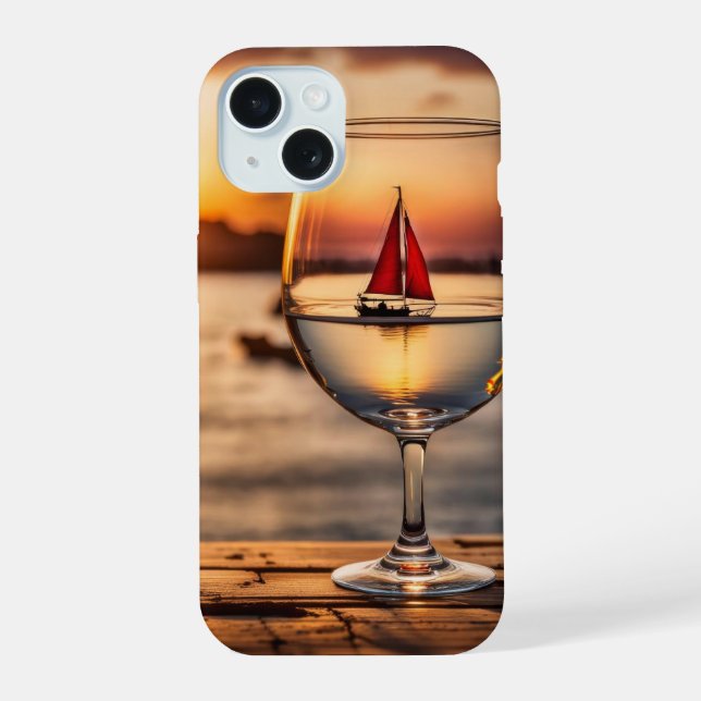 Copo de Vinho Com Barco à Vela (Verso)