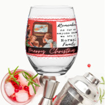 Copo de Vinho de Natal Engraçado Retro Melhor Amig
