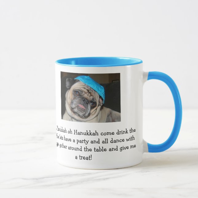 Copo do café da caneca do pug de Hanukkah (Direita)