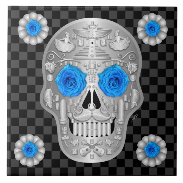 Copo para Bebida Chrome Calavera (Rosa Azul) (Frente)