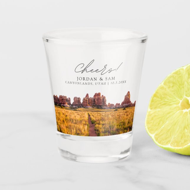 Copo para Shot de Casamento com Foto do Canyonland (Frente)