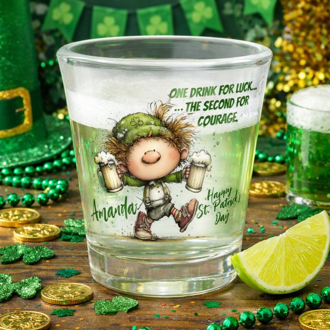 Copo para Shot do Leprechaun Dançante do Dia de Sã (Criador carregado)