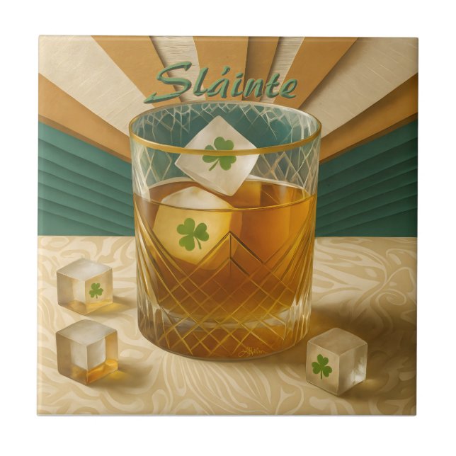 Copo para Uísque Irlandês Shamrock com Gelo "Sláin (Frente)