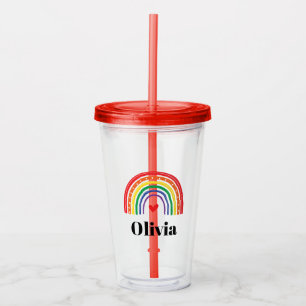 Copo personalizado de acrílico com arco-íris e cor