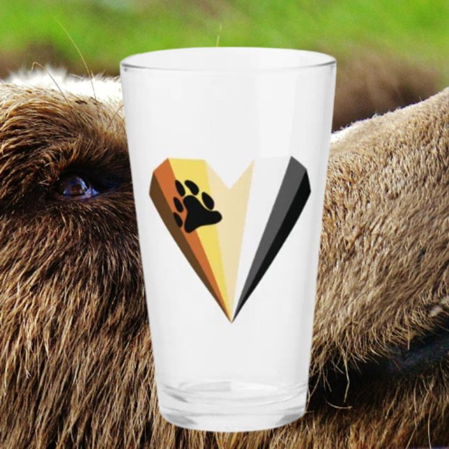Copo Pint de Vidro Bear Pride Heart (Criador carregado)