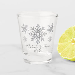 Copo Shot Casamento de Inverno Flocos de Neve Prat