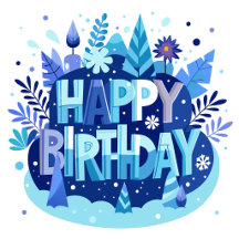 Copos de festa azul e roxo de aniversário feliz