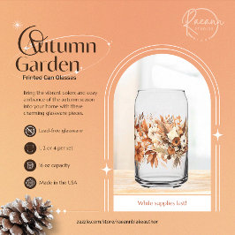 Copos de lata impressos com jardim de outono
