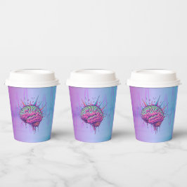 Copos de Papel Cérebro Rosa Neon