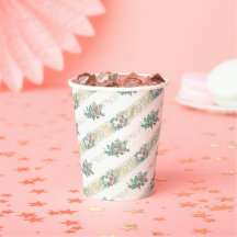 Copos de Papel com Padrão de Rosa Antiga