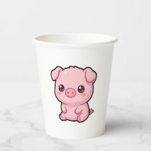 Copos de Papel de Porquinho Bebê Fofo