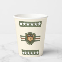 Copos de Papel Festa Militar Urso Aviador