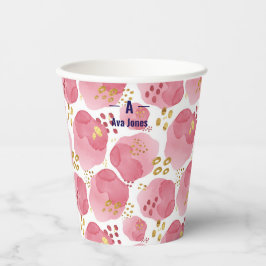 Copos de Papel Floral Rosa Personalizados – Aquare