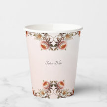 Copos de Papel Flores Cor-de-Rosa e Brancas Decora