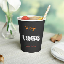 Copos de Papel para 70º Aniversário – Vintage 1956