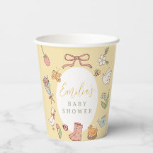 Copos de papel para chá de bebê retrô Jardim de Co