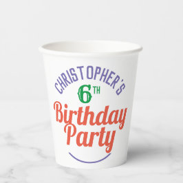 Copos de papel para o 6º aniversário de criança