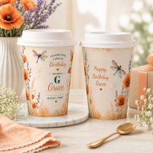 Copos de Papel Personalizados da Papoula de Agosto
