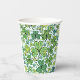 Copos de Papel Trevo de Três Folhas Azul Verde