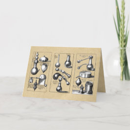 Copos de vidro para laboratório e cartão de saudaç