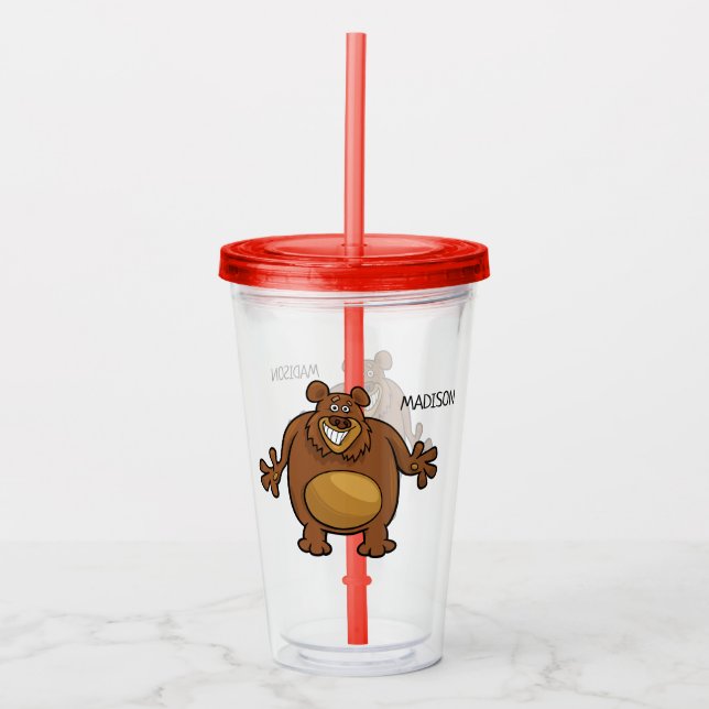 Copos Funny Bear com nome personalizado (Frente)