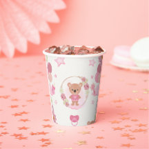 Copos para Chá de Bebê Urso Teddy Rosa